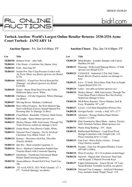 Turlock Auction- World's Largest Online Retailer Returns- 2530-2534 Acme Court Turlock- JANUARY 14