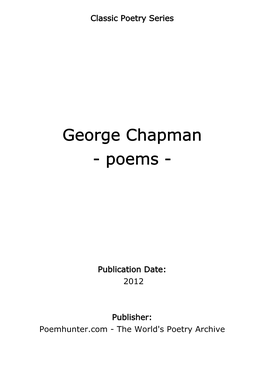 George Chapman - Poems