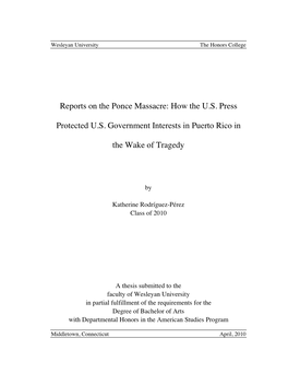 Reports on the Ponce Massacre: How the U.S