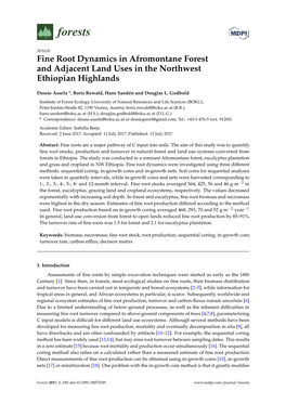 Fine Root Dynamics in Afromontane Forest and Adjacent Land Uses in the Northwest Ethiopian Highlands