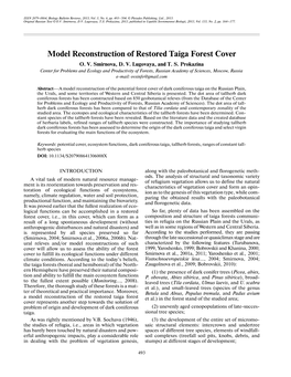 Model Reconstruction of Restored Taiga Forest Cover O