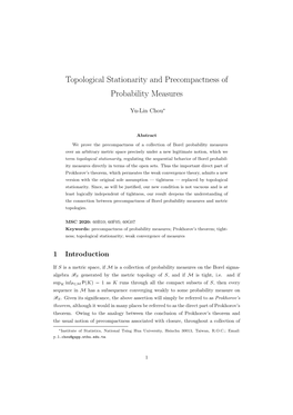 Topological Stationarity and Precompactness of Probability Measures