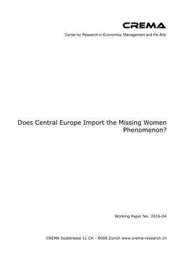 Does Central Europe Import the Missing Women Phenomenon? René L