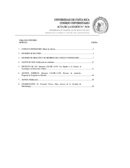 Acta De La Sesión N.° 5636 Celebrada El Martes 29 De Mayo De 2012 Aprobada En La Sesión N.° 5650 Del 9 De Agosto De 2012