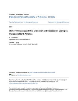 Rhinocyllus Conicus: Initial Evaluation and Subsequent Ecological Impacts in North America