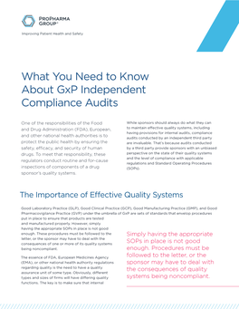 What You Need to Know About Gxp Independent Compliance Audits