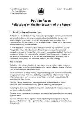 Position Paper: Reflections on the Bundeswehr of the Future