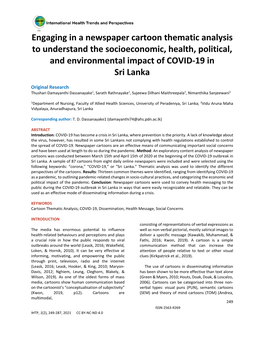 Engaging in a Newspaper Cartoon Thematic Analysis to Understand the Socioeconomic, Health, Political, and Environmental Impact of COVID-19 in Sri Lanka