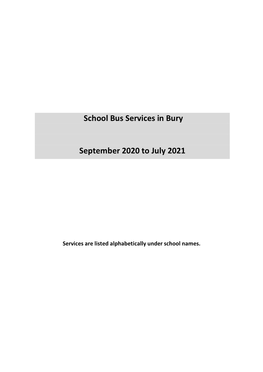 School Bus Services in Bury September 2020 to July 2021