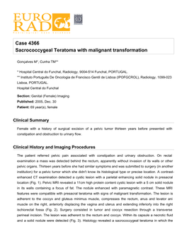 Case 4366 Sacrococcygeal Teratoma with Malignant Transformation