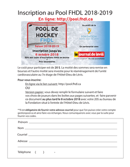 Inscription Pool Hockey