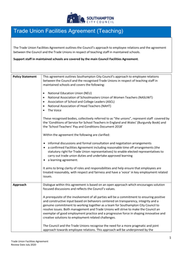 Trade Union Facilities Agreement (Teaching)