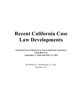 Recent California Case Law Developments