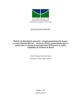 TESE DE DOUTORADO Modelos De Distribuição Potencial E Ecologia