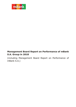 Including Management Board Report on Performance of Mbank SA