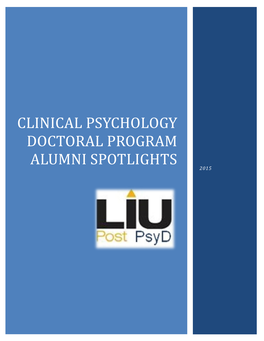 Clinical Psychology Doctoral Program Alumni Spotlights 2015