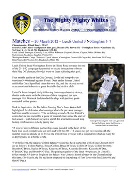 Matches – 20 March 2012 – Leeds United 3 Nottingham