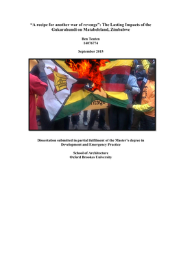 The Lasting Impacts of the Gukurahundi on Matabeleland, Zimbabwe