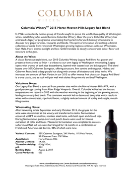 Columbia Winerytm 2015 Horse Heaven Hills Legacy Red Blend