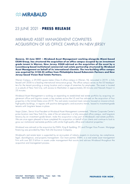 23 June 2021 - Press Release