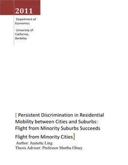 Persistent Discrimination in Residential Mobility Between Cities