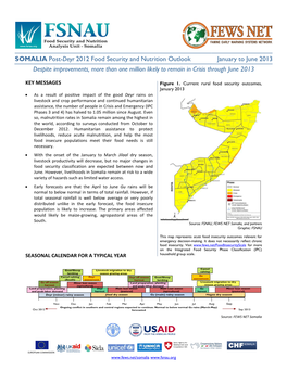 SOMALIA Post-Deyr 2012 Food Security and Nutrition Outlook January to June 2013