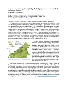 A Case Study of Megaprojects in Borneo Rebekah Shirley1, Daniel Kammen1,2*