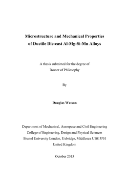 Microstructure and Mechanical Properties of Ductile Die-Cast Al-Mg-Si-Mn Alloys