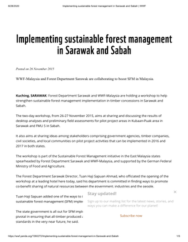 Implementing Sustainable Forest Management in Sarawak and Sabah | WWF