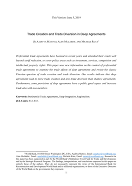 Trade Creation and Trade Diversion in Deep Agreements