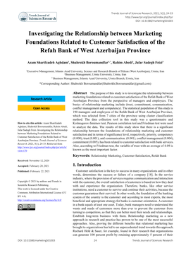 Investigating the Relationship Between Marketing Foundations Related to Customer Satisfaction of the Refah Bank of West Azerbaijan Province