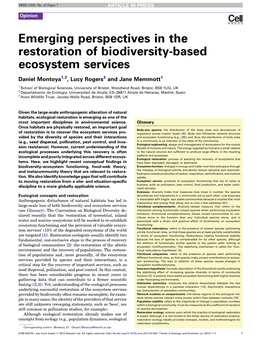 Emerging Perspectives in the Restoration of Biodiversity-Based
