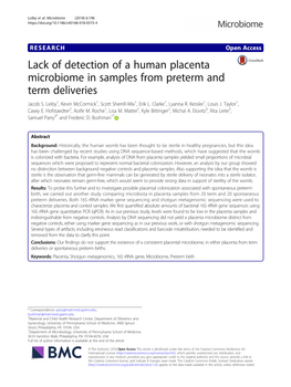 Lack of Detection of a Human Placenta Microbiome in Samples from Preterm and Term Deliveries Jacob S