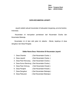 Data Kecamatan Jayanti