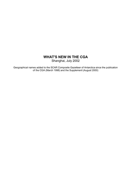 WHAT's NEW in the CGA Shanghai, July 2002