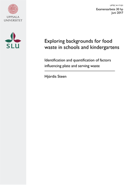 Exploring Backgrounds for Food Waste in Schools and Kindergartens
