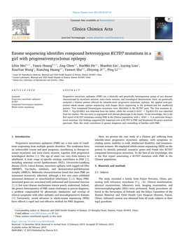 Exome Sequencing Identifies Compound Heterozygous KCTD7