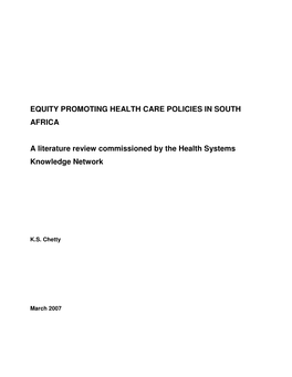 Equity Promoting Health Care Policies in South Africa A