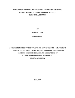 Integrated Financial Management System and Financial Reporting in Selected Commercial Banks in Bujumbura, Burundi