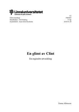 En Glimt Av Clint En Regissörs Utveckling