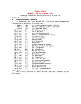 211Th Session Journals of the Rajya Sabha