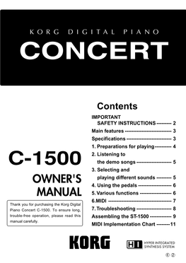 C-1500 Owner's Manual