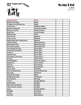 Song List 5/2016 1 | Page