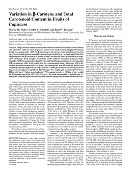 Variation in Â-Carotene and Total Carotenoid Content in Fruits Of