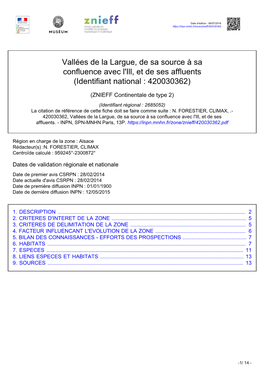 Vallées De La Largue, De Sa Source À Sa Confluence Avec L'ill, Et De Ses Affluents (Identifiant National : 420030362)