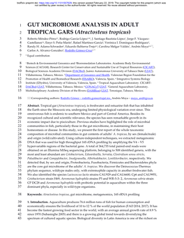 Gut Microbiome Analysis in Adult Tropical Gars