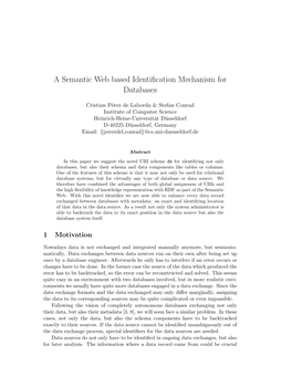 A Semantic Web Based Identification Mechanism for Databases