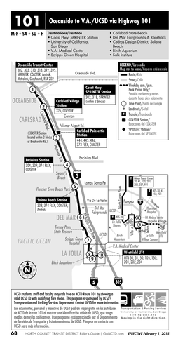 DEL MAR LA JOLLA PACIFIC OCEAN CARLSBAD OCEANSIDE 101 Oceanside to V.A./UCSD Via Highway