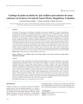 Catálogo De Polen En Mieles De Apis Mellifera Provenientes De Zonas