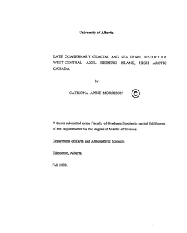 University of Alberta LATE QUATERNARY GLACIAL and SEA